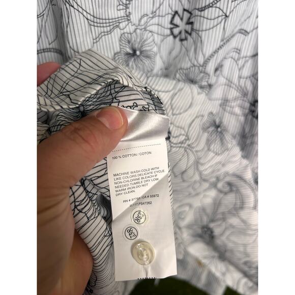 NWT Perry Ellis Cotton Short Sleeve Shirt Floral Sketch Print Modern Fit Sz XXL - Picture 8 of 9